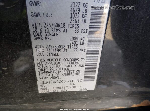 5N1AT2MV1GC770130 2016 NISSAN ROGUE Черный 