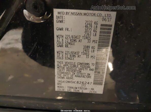 5N1AT2MV5HC826247 2017 NISSAN ROGUE Black Вид підкапотного простору