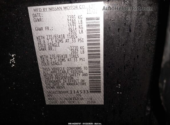 5N1AZ2BSXPC114533 2023 NISSAN MURANO Black 