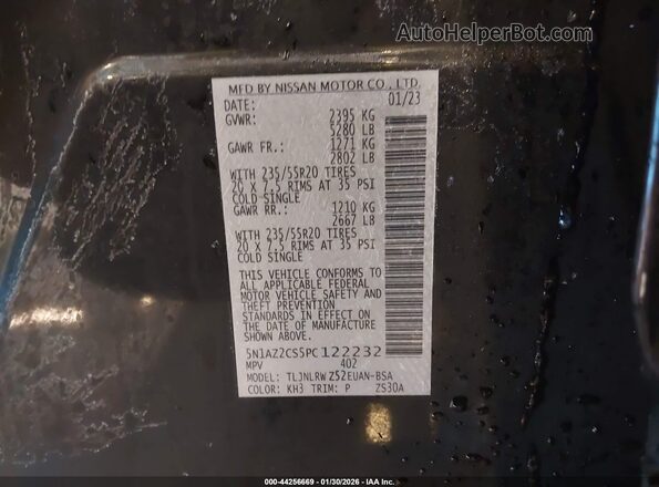 5N1AZ2CS5PC122232 2023 NISSAN MURANO Black Շարժիչի բաժամունքի տեսք
