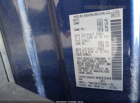 5N1BT3ABXPC889394 2023 NISSAN ROGUE Blue Vista del compartimento del motor