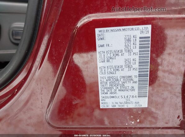 5N1DL0MM3LC514784 2020 INFINITI QX60 Burgundy Engine compartment view