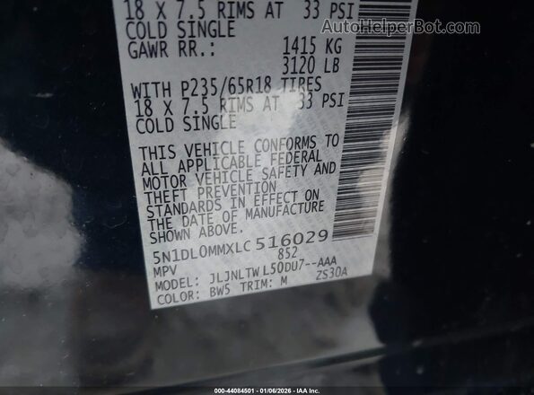 5N1DL0MMXLC516029 2020 INFINITI QX60 Blue Շարժիչի բաժամունքի տեսք