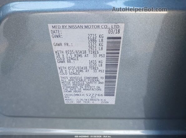 5N1DL0MN3JC527766 2018 INFINITI QX60 Gray Vista del compartimento del motor