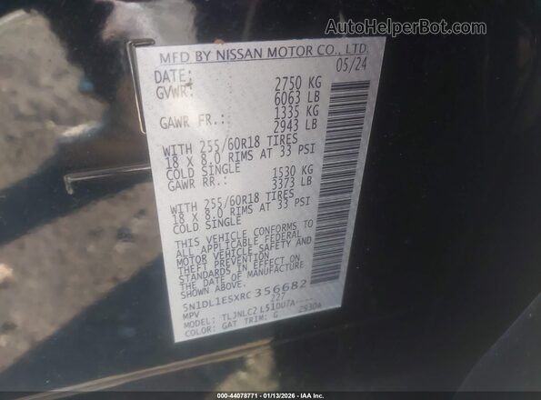5N1DL1ESXRC356682 2024 INFINITI QX60 Черный Вид подкапотного пространства