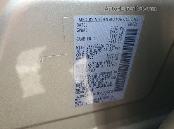 5N1DL1FR1PC374920 2023 INFINITI QX60 Gray Widok wnętrza 360 stopni
