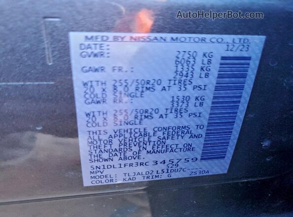 5N1DL1FR3RC345759 2024 INFINITI QX60 Серый Вид подкапотного пространства