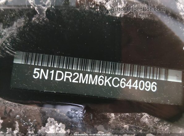 5N1DR2MM6KC644096 2019 NISSAN PATHFINDER Black Շարժիչի բաժամունքի տեսք