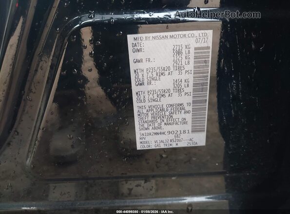 5N1DR2MN4HC902181 2017 NISSAN PATHFINDER Black 