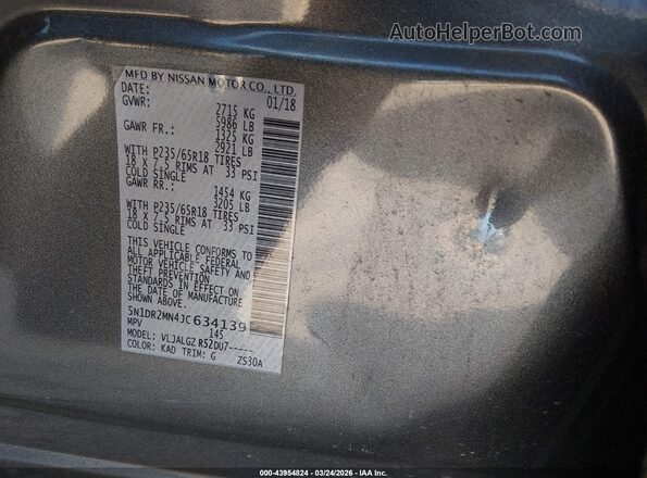 5N1DR2MN4JC634139 2018 NISSAN PATHFINDER Light Blue Engine compartment view