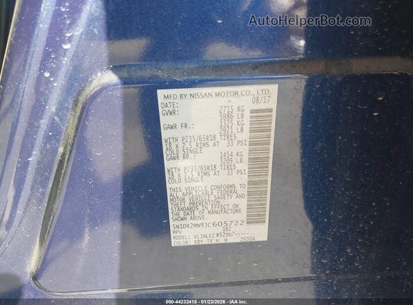 5N1DR2MN9JC605722 2018 NISSAN PATHFINDER Blue Вид підкапотного простору