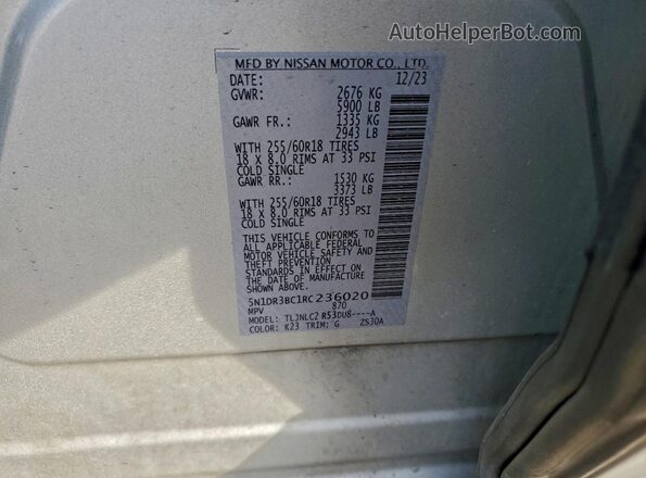 5N1DR3BC1RC236020 2024 NISSAN PATHFINDER Серебряный Вид подкапотного пространства