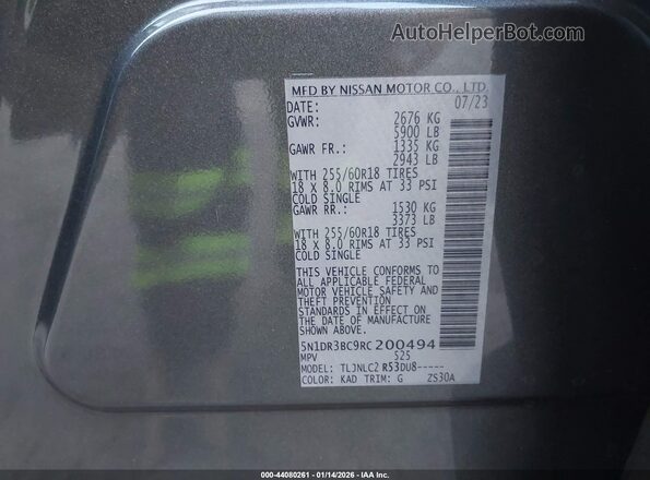 5N1DR3BC9RC200494 2024 NISSAN PATHFINDER Gray 