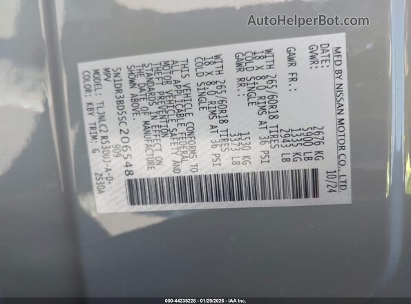 5N1DR3BD5SC206548 2025 NISSAN PATHFINDER Gray Engine compartment view