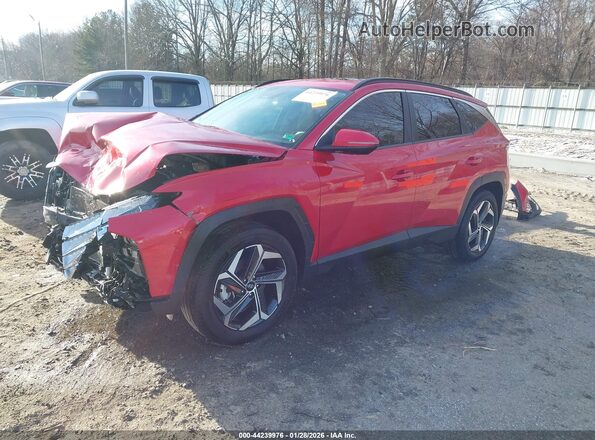 5NMJFCAE3NH064118 2022 HYUNDAI TUCSON Red წინა მარცხენა ხედი სამი მეოთხედიდან