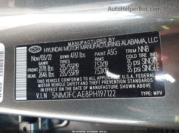 5NMJFCAE8PH197122 2023 HYUNDAI TUCSON Gray Շարժիչի բաժամունքի տեսք