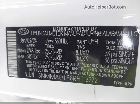5NMMADTB8RH013272 2024 GENESIS GV70 White 