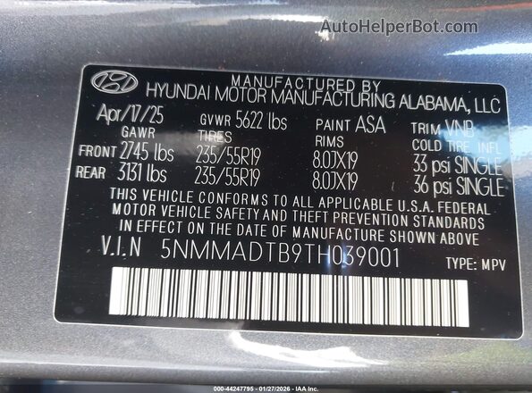 5NMMADTB9TH039001 2026 GENESIS GV70 Blue Engine compartment view