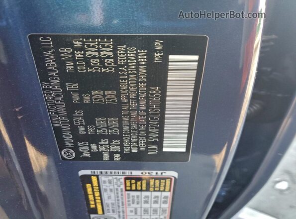 5NMP24GL1SH116584 2025 HYUNDAI SANTA Синий Вид подкапотного пространства