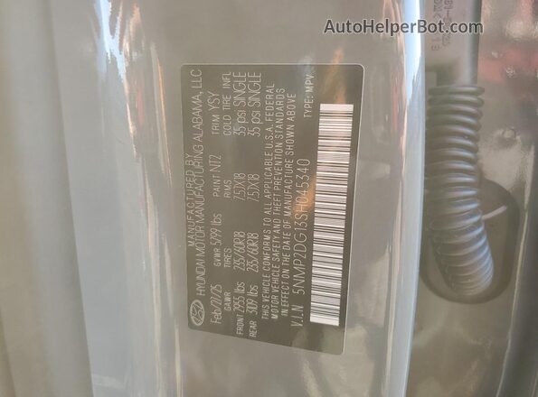 5NMP2DG13SH045340 2025 HYUNDAI SANTA Gray 