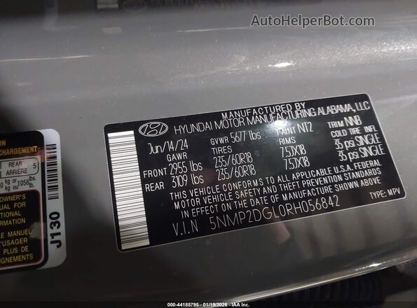 5NMP2DGL0RH056842 2024 HYUNDAI SANTA FE Gray Вид підкапотного простору