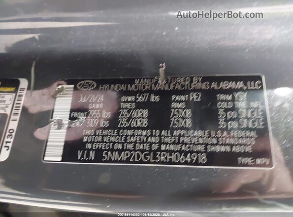 5NMP2DGL3RH064918 2024 HYUNDAI SANTA FE Gray Engine compartment view