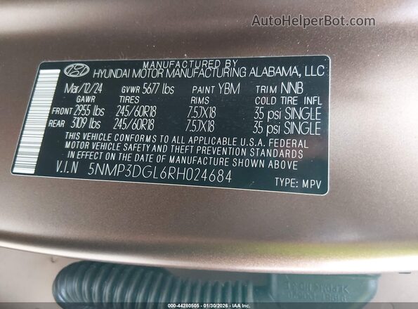 5NMP3DGL6RH024684 2024 HYUNDAI SANTA FE Brown 