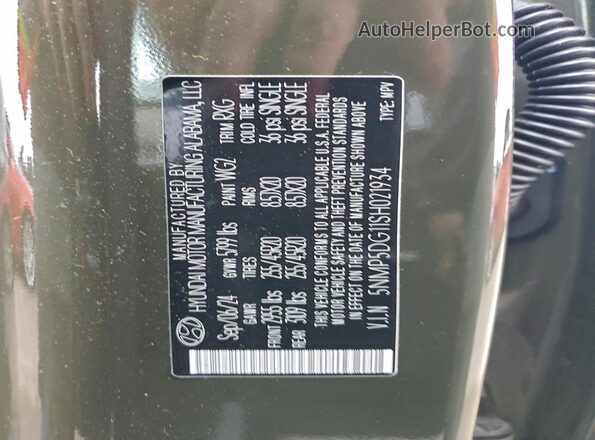 5NMP5DG11SH021934 2025 HYUNDAI SANTA FE CALLIGRAPHY Зеленый Вид наклейки с VIN-кодом