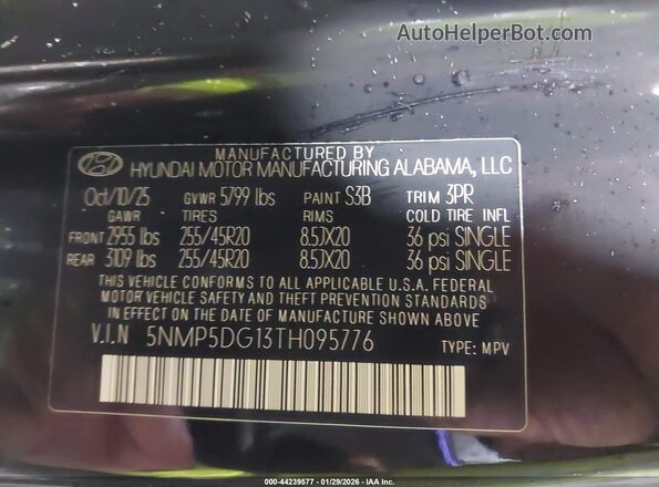 5NMP5DG13TH095776 2026 HYUNDAI SANTA FE HYBRID Черный Вид подкапотного пространства