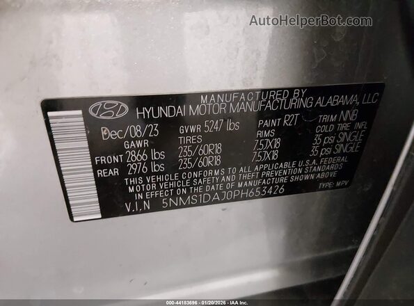 5NMS1DAJ0PH653426 2023 HYUNDAI SANTA FE Silver Вид підкапотного простору