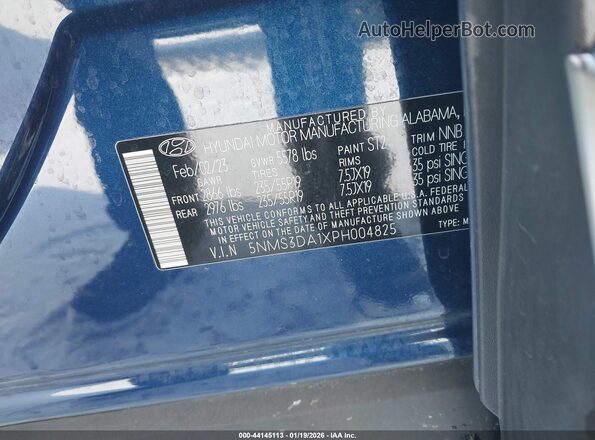5NMS3DA1XPH004825 2023 HYUNDAI SANTA FE HYBRID Blue Շարժիչի բաժամունքի տեսք