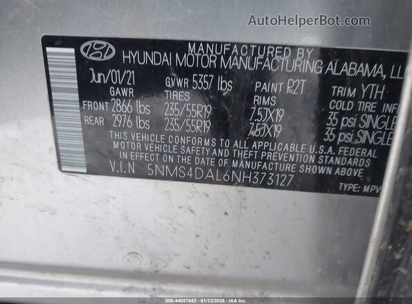 5NMS4DAL6NH373127 2022 HYUNDAI SANTA FE Серебряный Вид подкапотного пространства
