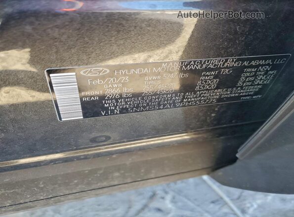 5NMS54AL9PH555775 2023 HYUNDAI SANTA FE CALLIGRAPHY Gray Вид наклейки з VIN-кодом