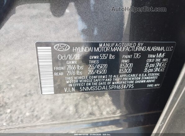 5NMS5DAL5PH634795 2023 HYUNDAI SANTA FE CALLIGRAPHY Gray Vista del compartimento del motor