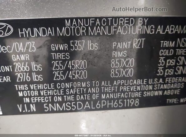 5NMS5DAL6PH651198 2023 HYUNDAI SANTA FE CALLIGRAPHY Gray Շարժիչի բաժամունքի տեսք