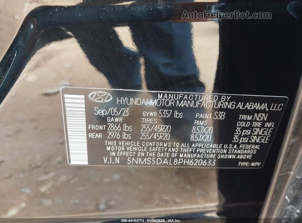 5NMS5DAL8PH620633 2023 HYUNDAI SANTA FE CALLIGRAPHY Black Вид підкапотного простору