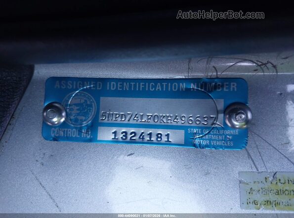 5NPD74LF0KH496637 2019 HYUNDAI ELANTRA Серебряный Вид подкапотного пространства