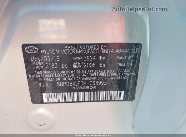 5NPD84LF0HH068993 2017 HYUNDAI ELANTRA Silver Engine compartment view