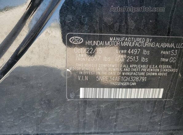 5NPE34AF1GH328791 2016 HYUNDAI SONATA Black Widok komory silnika