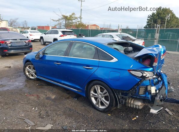 5NPE34AF2JH635264 2018 HYUNDAI SONATA Blue Trasero izquierdo