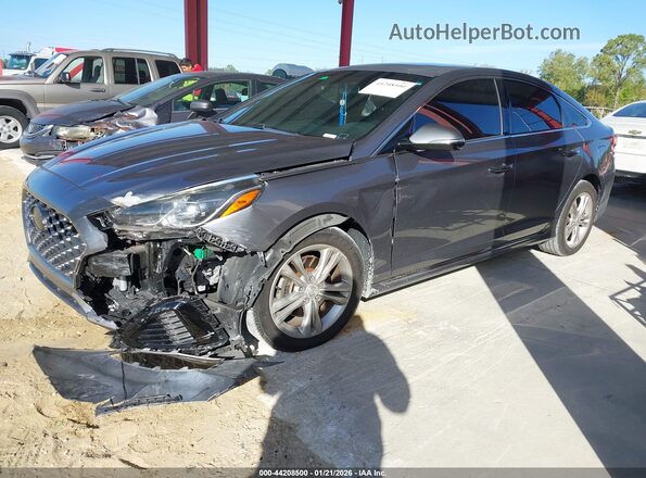 5NPE34AF3JH701661 2018 HYUNDAI SONATA Серый Передняя левая четверть
