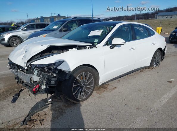 5NPEH4J29LH010197 2020 HYUNDAI SONATA White წინა მარცხენა ხედი სამი მეოთხედიდან