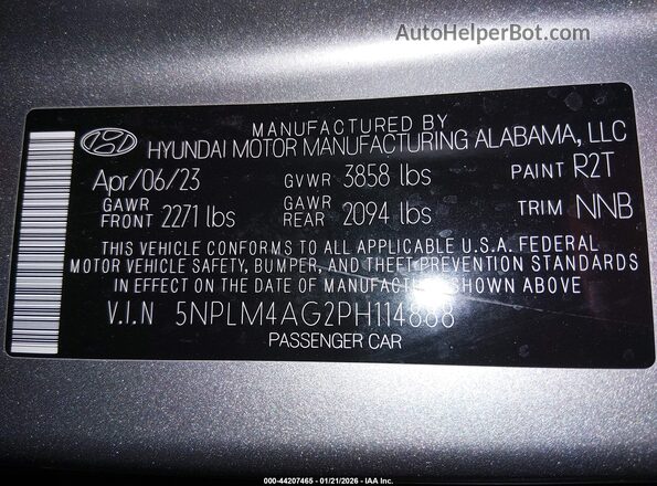 5NPLM4AG2PH114888 2023 HYUNDAI ELANTRA Silver Вид підкапотного простору