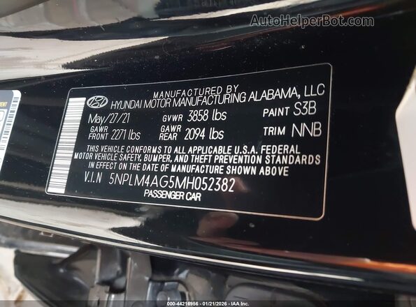 5NPLM4AG5MH052382 2021 HYUNDAI ELANTRA Gray Շարժիչի բաժամունքի տեսք