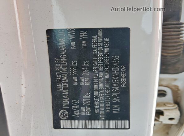 5NPLS4AGXNH084333 2022 HYUNDAI ELANTRA Белый Вид подкапотного пространства