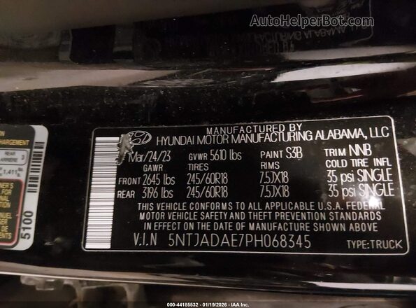 5NTJADAE7PH068345 2023 HYUNDAI SANTA CRUZ Черный Вид подкапотного пространства