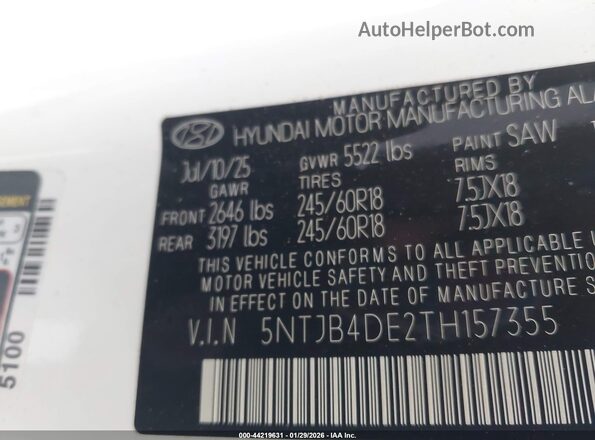 5NTJB4DE2TH157355 2026 HYUNDAI SANTA CRUZ White 