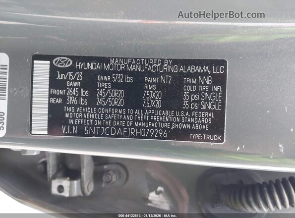 5NTJCDAF1RH079296 2024 HYUNDAI SANTA CRUZ Серый Вид подкапотного пространства