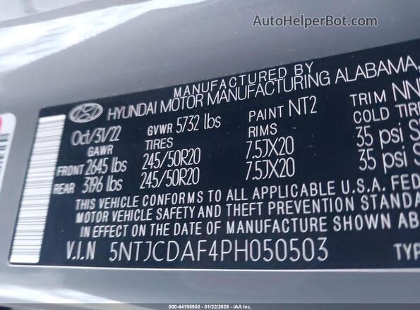 5NTJCDAF4PH050503 2023 HYUNDAI SANTA CRUZ Green Vista del compartimento del motor