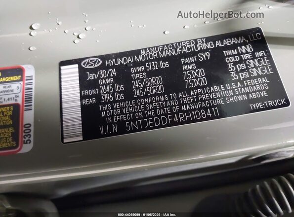 5NTJEDDF4RH108411 2024 HYUNDAI SANTA CRUZ Green Engine compartment view
